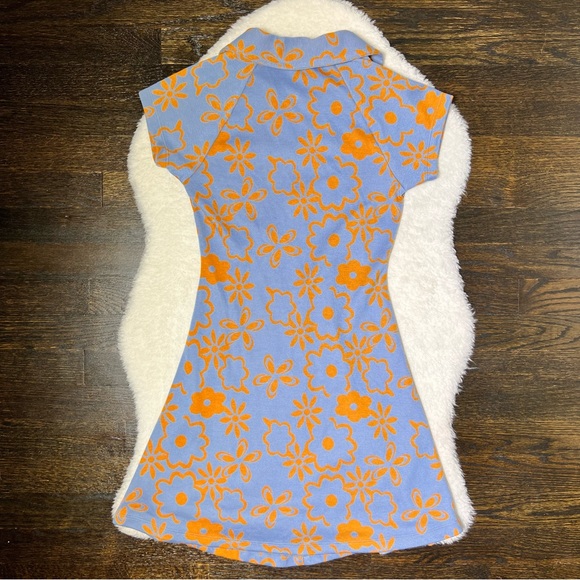 Urban Outfitters Arla Blue and Orange Floral Zip-Up Mini Dress - Picture 9 of 14